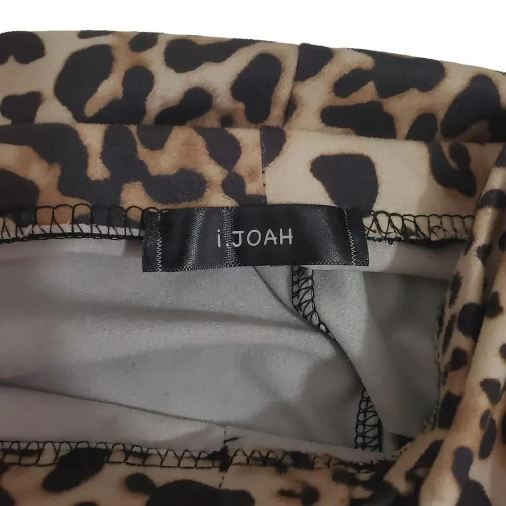 iJoah | Leopard Print Soft and Stretchy Button Front Skater Skirt
